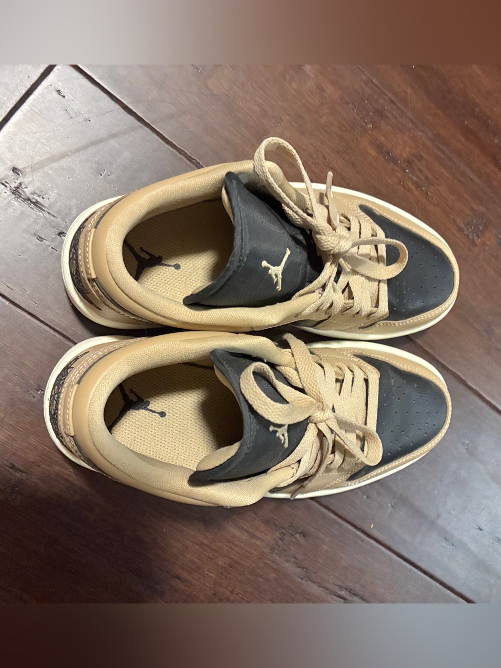 Jordan Women's Low Top Sneakers in Tan and Black - Picture 2 of 4